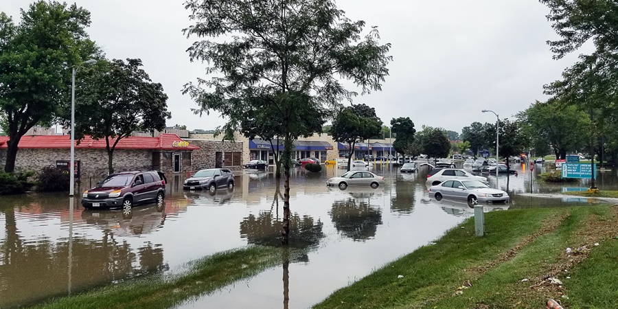 Neighborhood flooded by storm