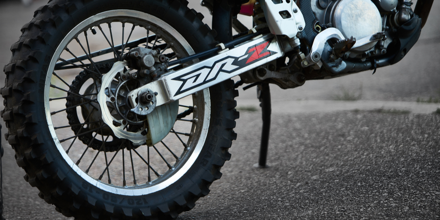 Rear tire of a pro dirt bike