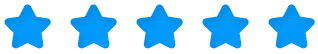 A graphic showing five bright blue stars, representing the high customer satisfaction and top-rated insurance services provided by Panorama Insurance.