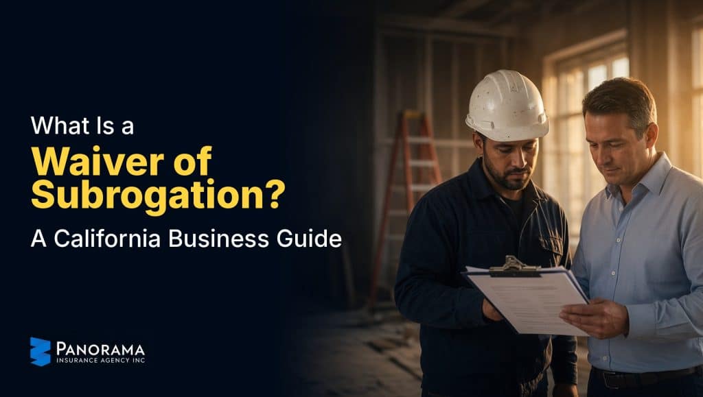 Subcontractor and business owner reviewing a contract on a clipboard at a California job site.