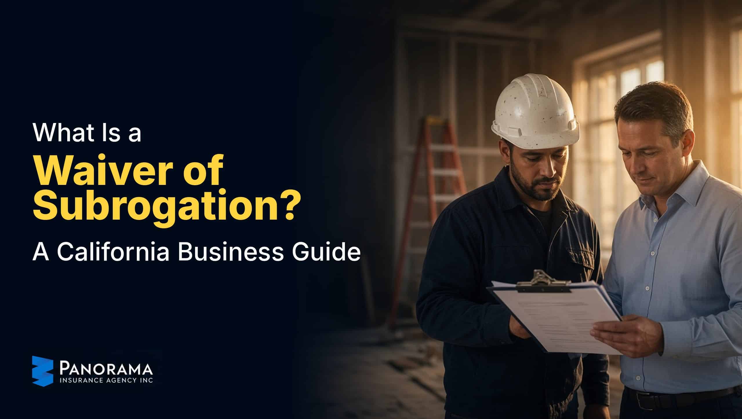 Subcontractor and business owner reviewing a contract on a clipboard at a California job site.
